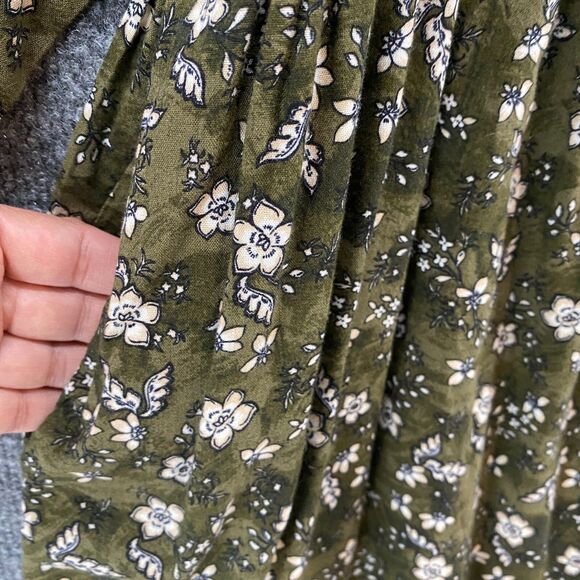 Old Navy Dress‎ Womens XL Green Floral V-Neck Boho Cottagecore Peasant Western - Picture 4 of 10